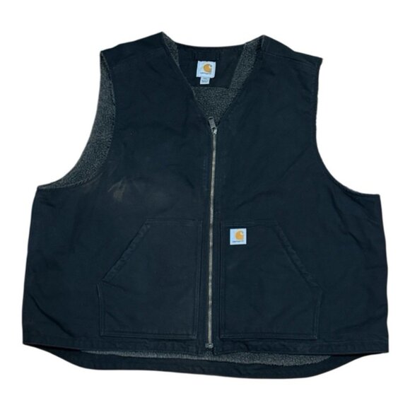 Other - Carhartt Vest Mens 2XL Black Canvas Pile Fleece Sherpa Lined Outdoors